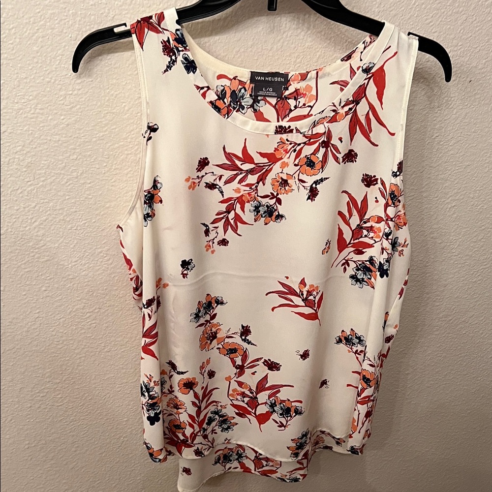 Max Studio Red and Blue Floral Blouse